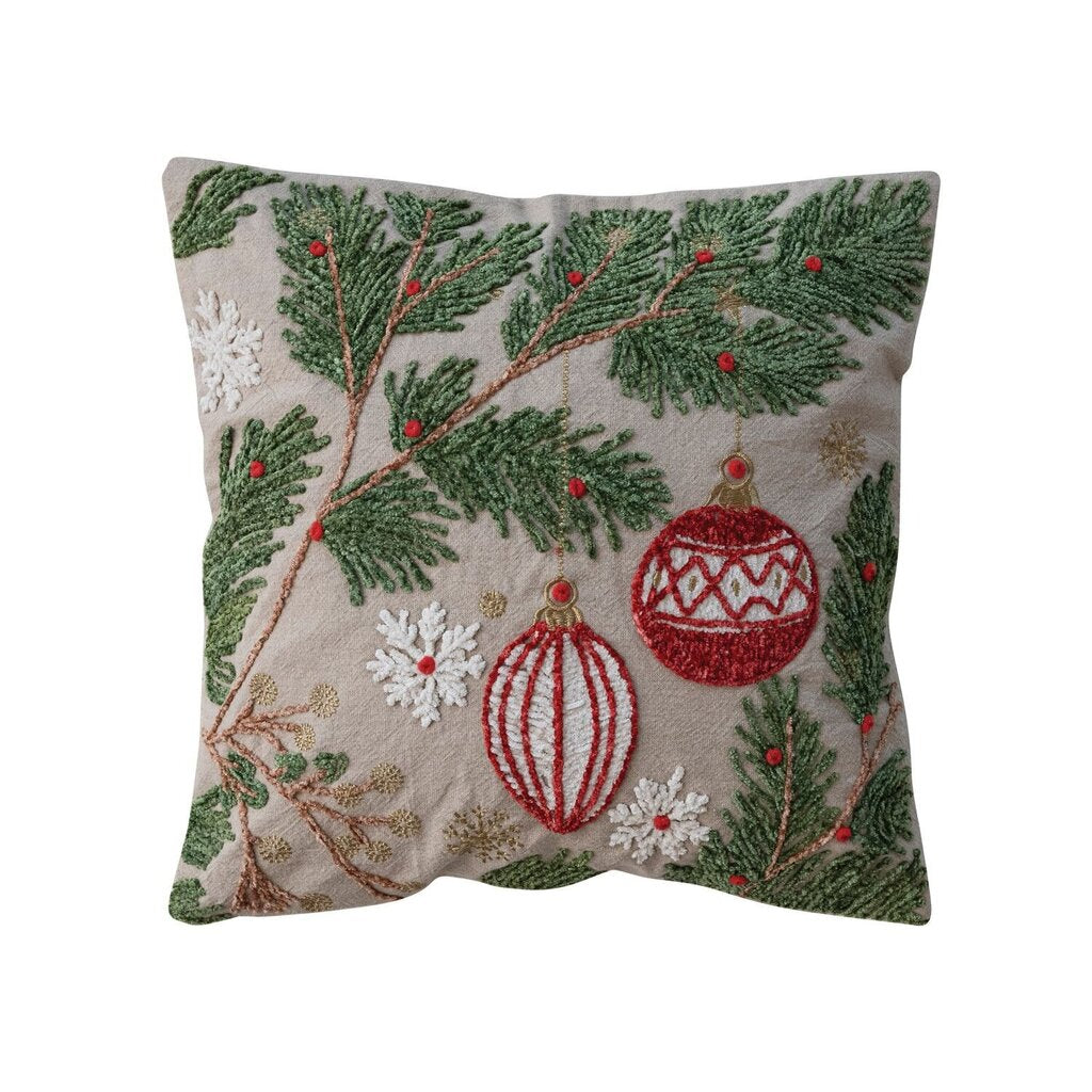 Pine Bough with Ornaments Pillow