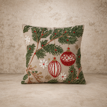 Pine Bough with Ornaments Pillow