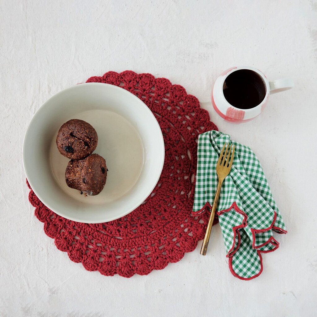 Red Cotton Crocheted Placemat