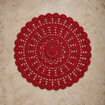 Red Cotton Crocheted Placemat
