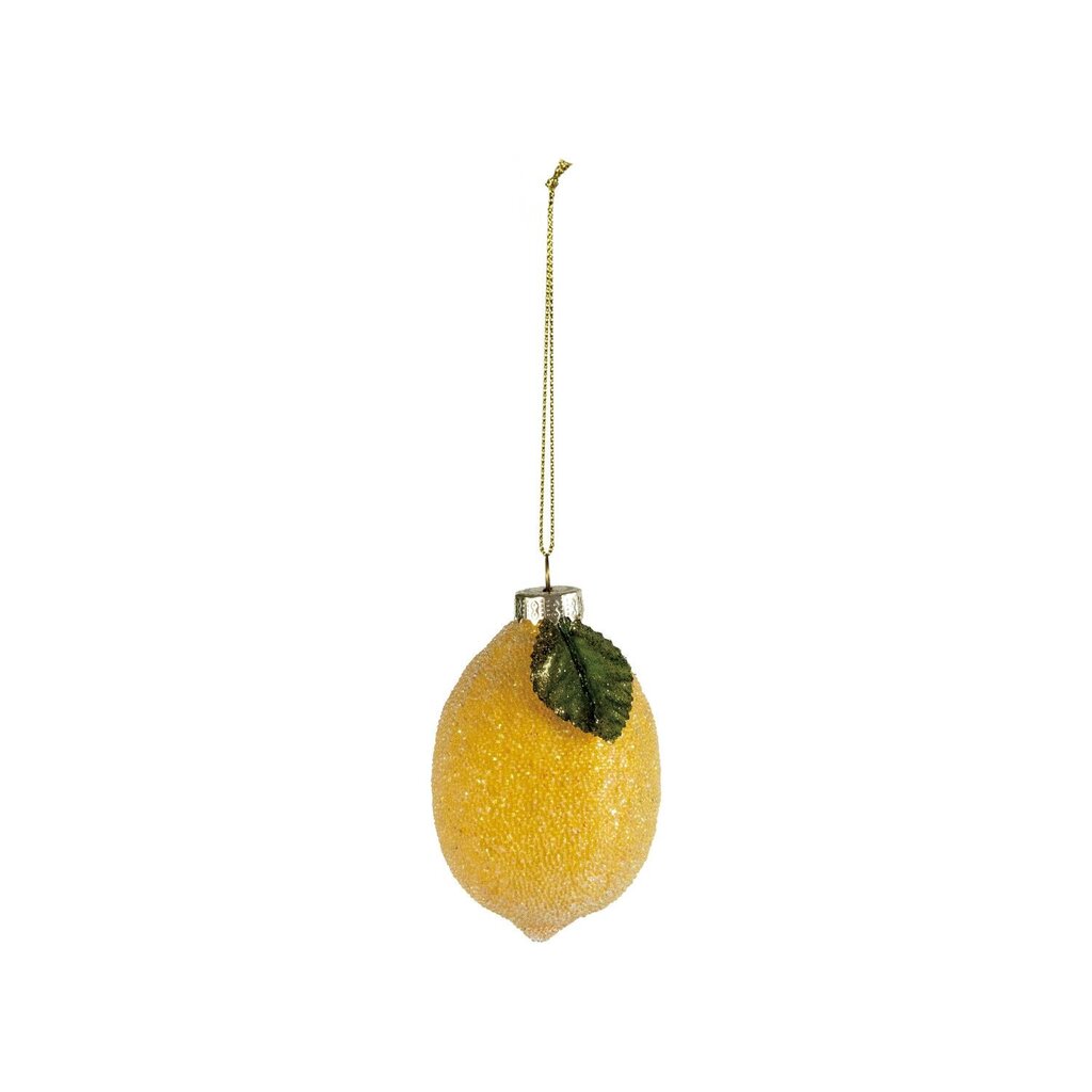 Glass Lemon w/ Glitter Ornament