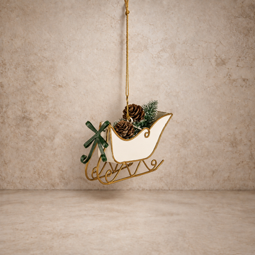 Metal Sleigh w/ Pinecones Ornament