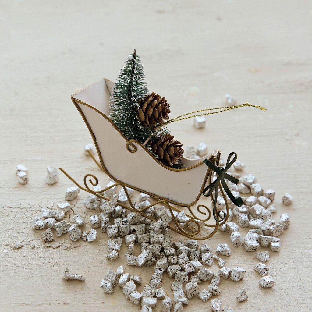 Metal Sleigh w/ Pinecones Ornament