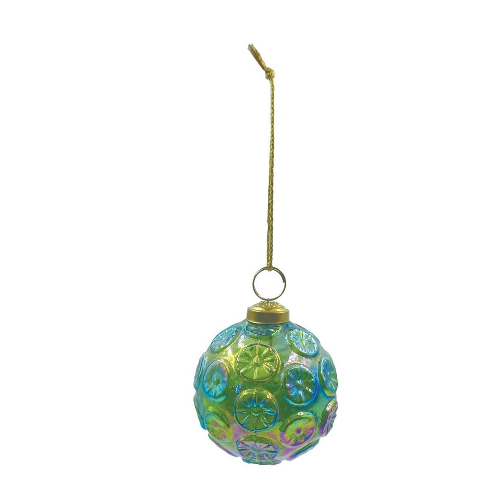 3" Iridescent Green Glass Ball Ornament