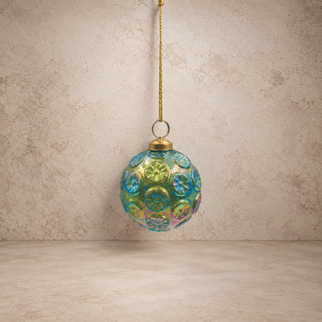 3" Iridescent Green Glass Ball Ornament