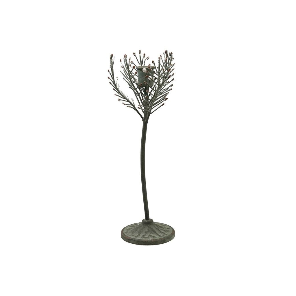 Green Metal Pine Sprig Taper Holder