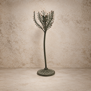 Green Metal Pine Sprig Taper Holder