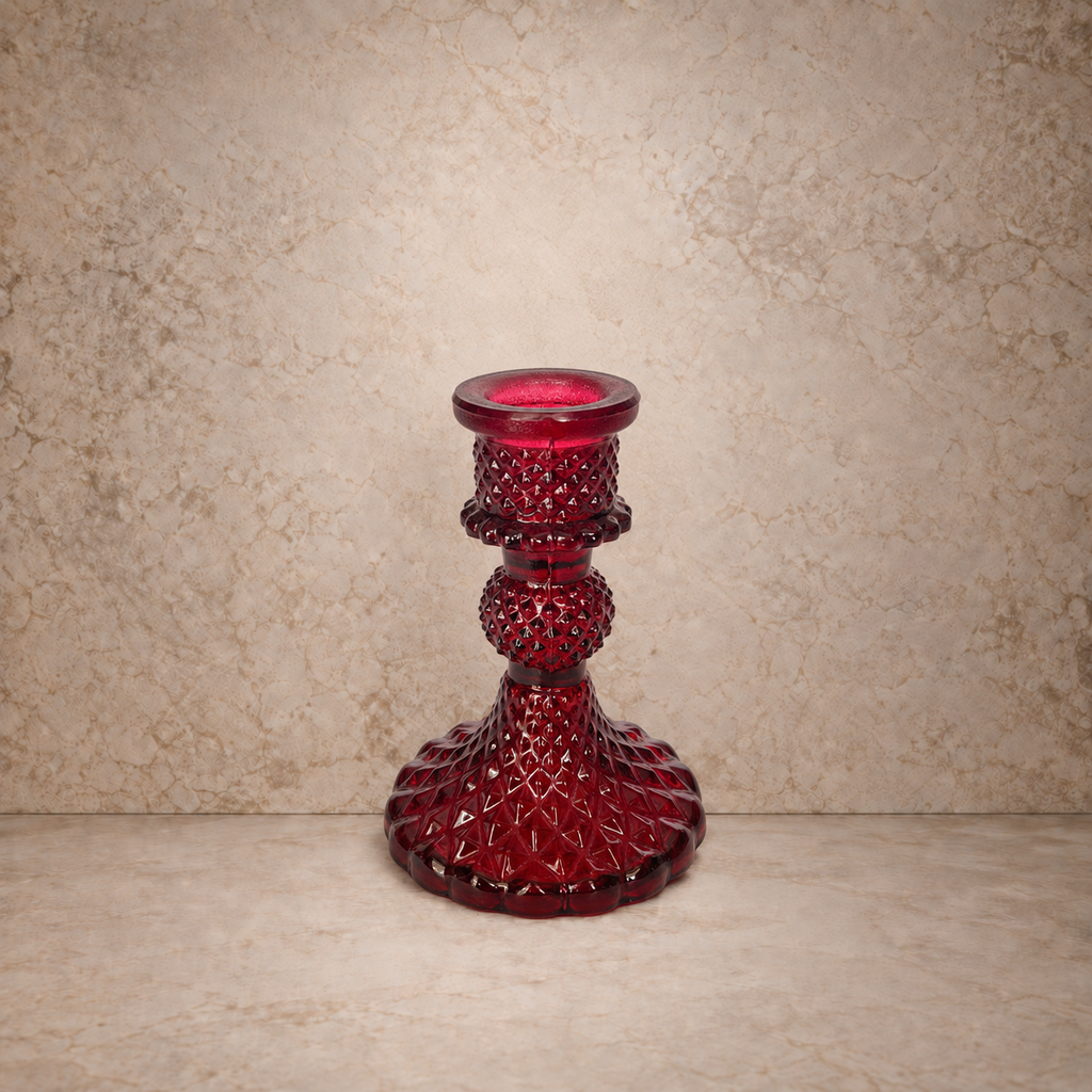 Recycled Glass Burgundy Taper Holder