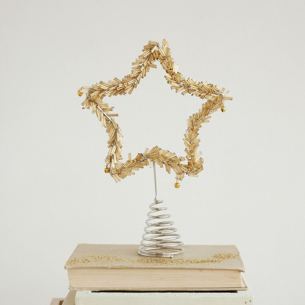 Gold Glass Beaded Star Tree Topper