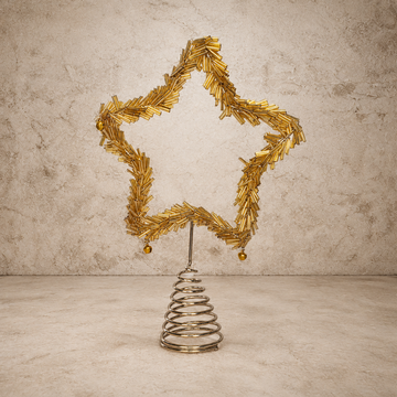 Gold Glass Beaded Star Tree Topper