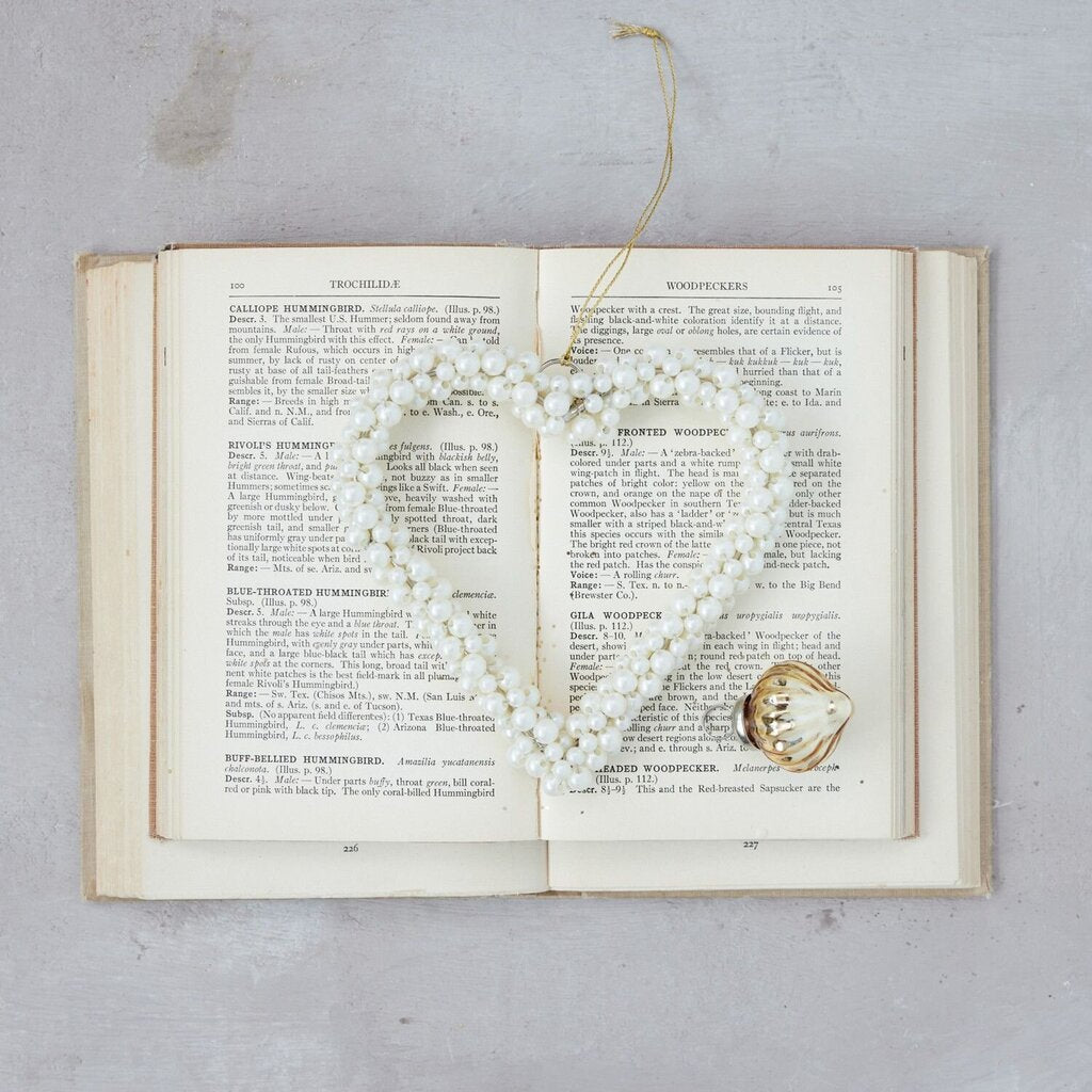 Faux Pearl Beaded Heart Ornament