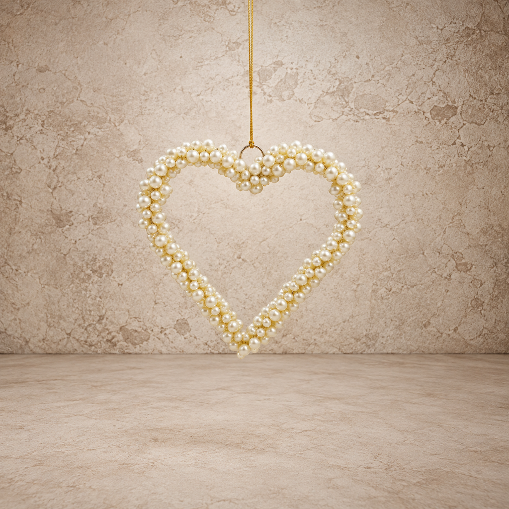 Faux Pearl Beaded Heart Ornament