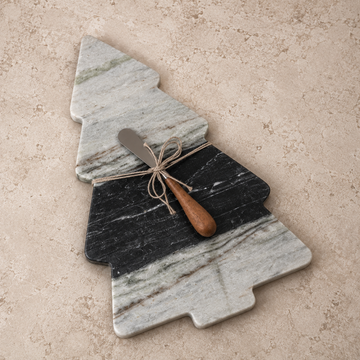 Tree Shaped Marble Cheese / Serving Board w/ Knife