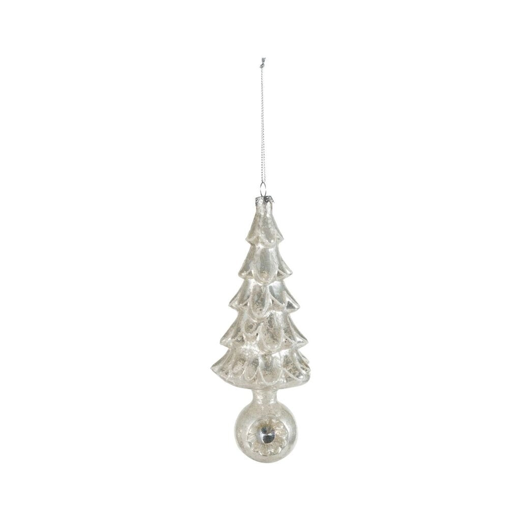 Mercury Glass Silver Tree w/ Ball Base Ornament