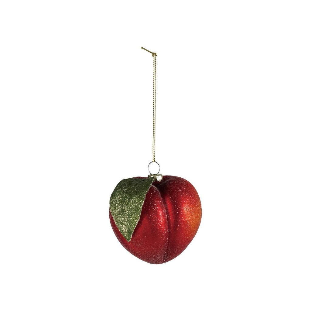 Hand Painted Glass Peach Ornament