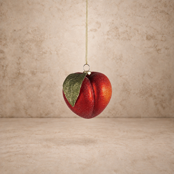 Hand Painted Glass Peach Ornament