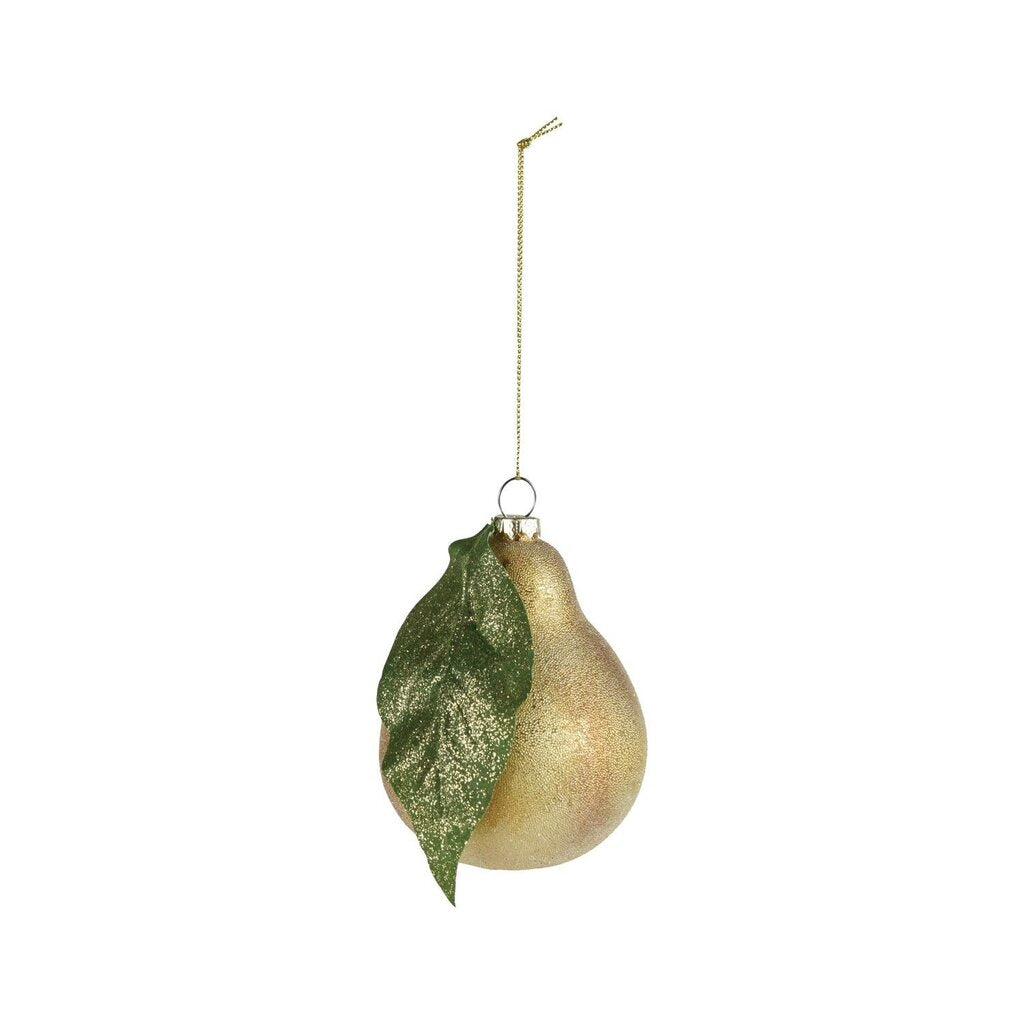 Hand Painted Glass Pear Ornament