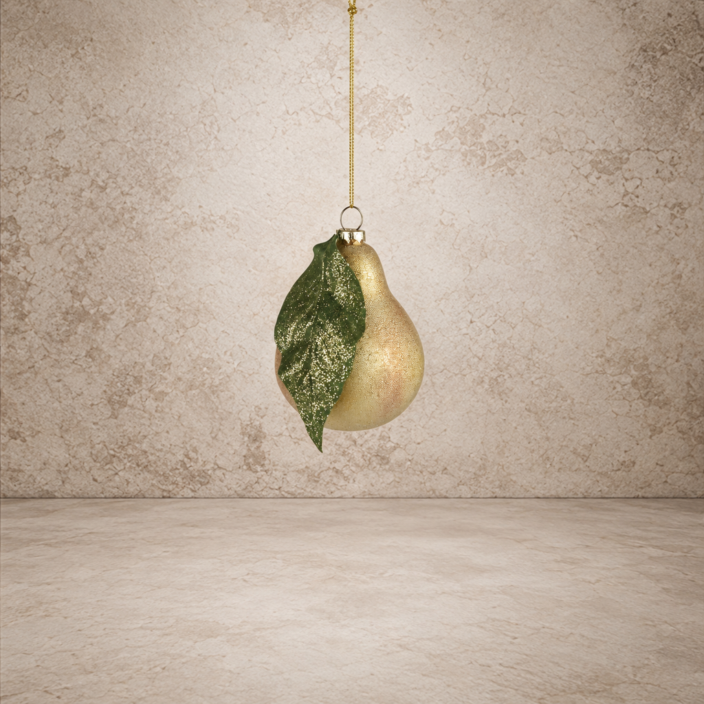 Hand Painted Glass Pear Ornament
