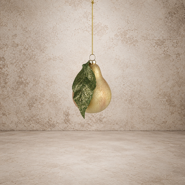 Hand Painted Glass Pear Ornament