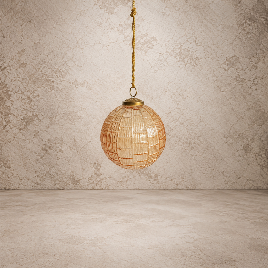 Embossed Glass Ball Ornament - Blush