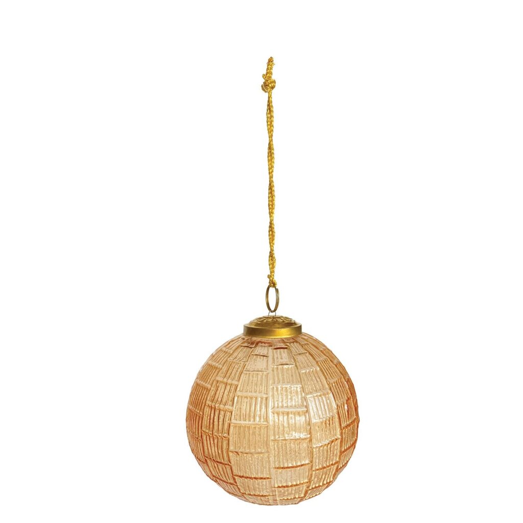Embossed Glass Ball Ornament - Blush