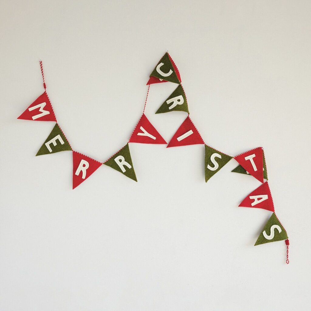 Handmade Wool Felt Pennant "Merry Christmas" Banner