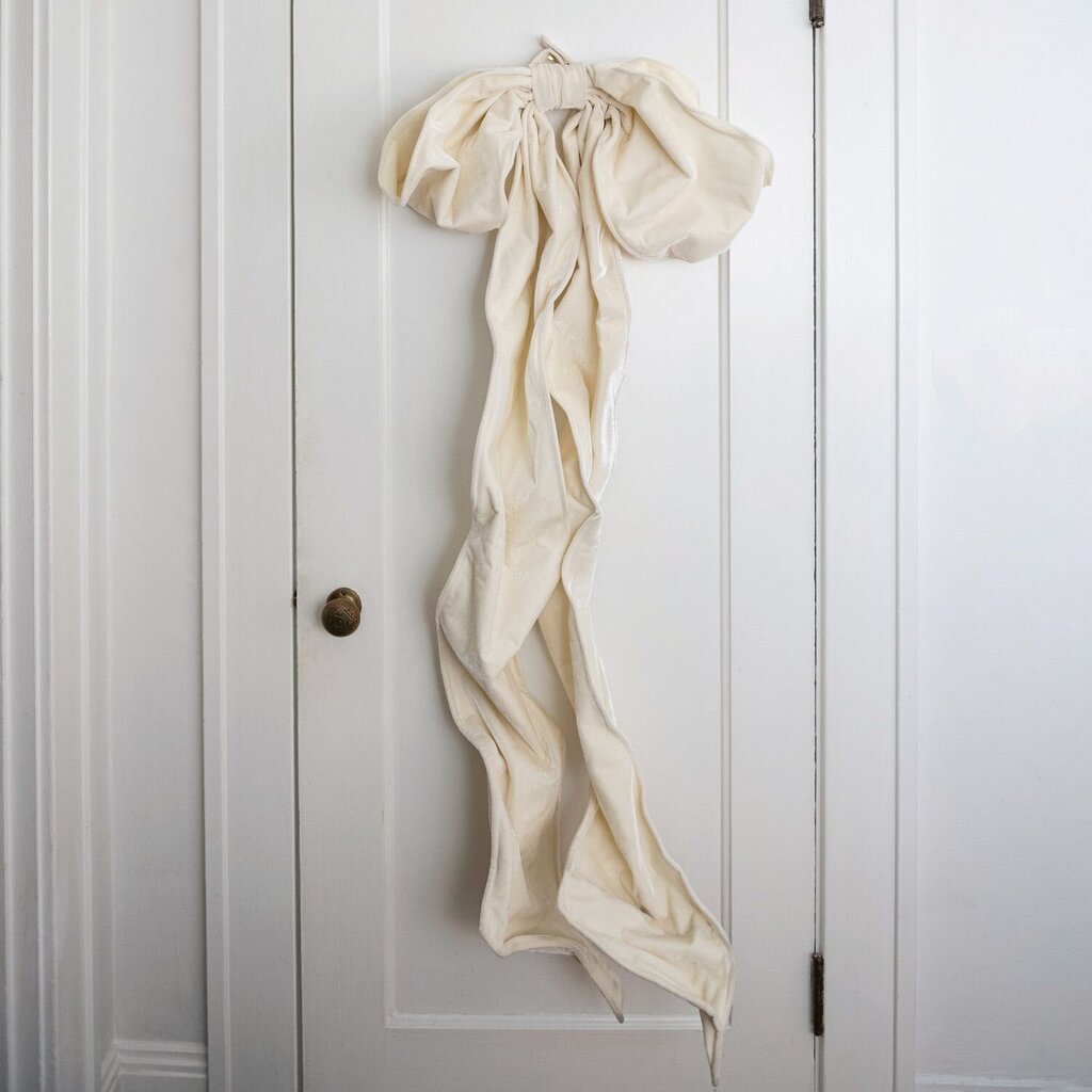 Oversized Cream Velvet Bow w/ Velcro