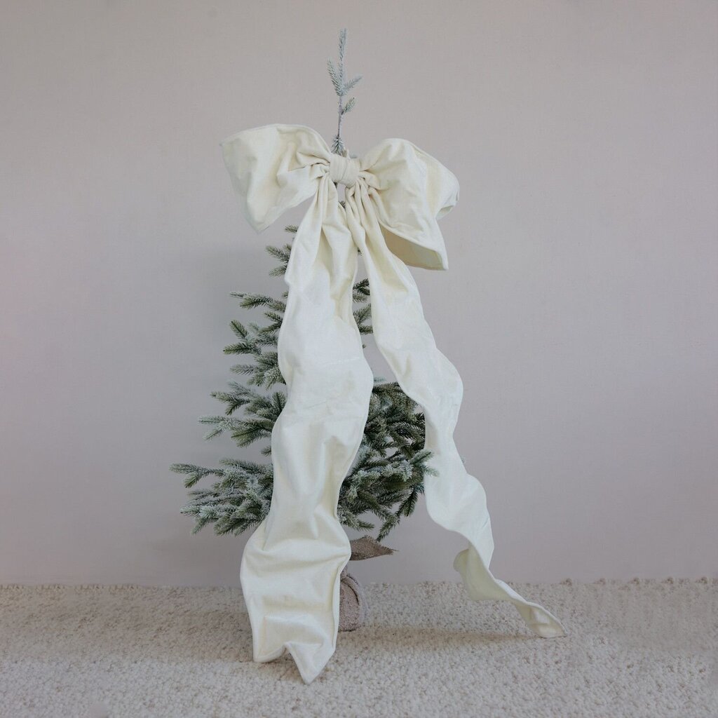 Oversized Cream Velvet Bow w/ Velcro
