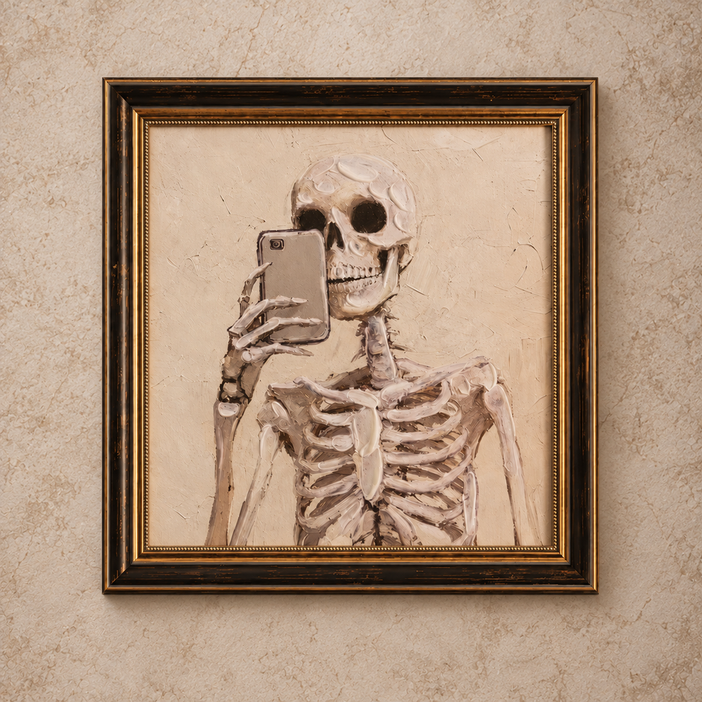 Halloween 'Skelfie' Framed Art