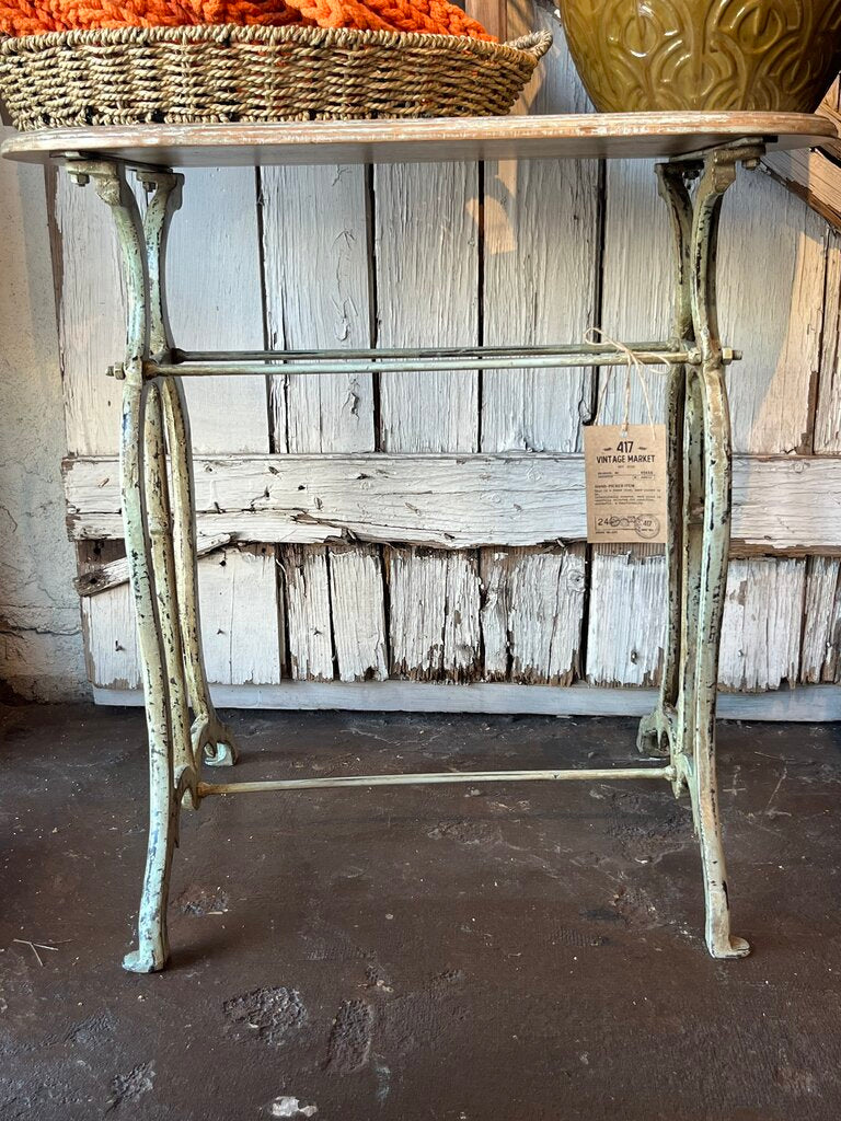 Mint Green Iron Base + Wooden Top Mini Table