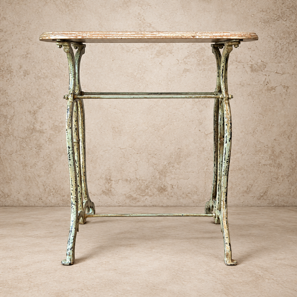 Mint Green Iron Base + Wooden Top Mini Table