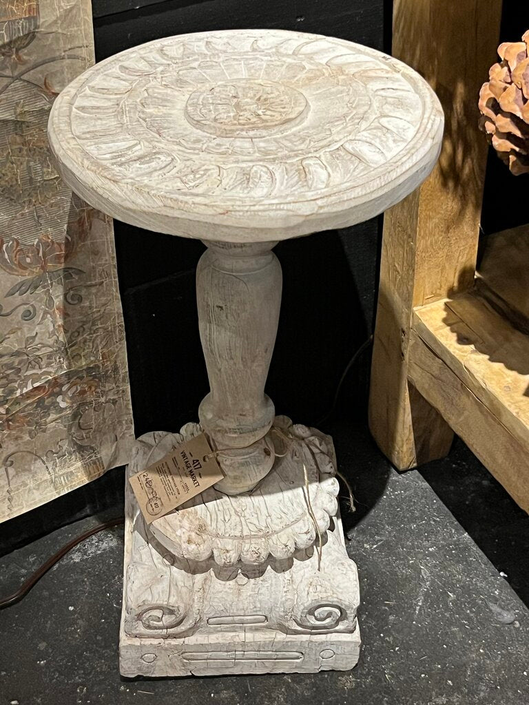 Gorgeous Old Carved Wood Pillar Base Table