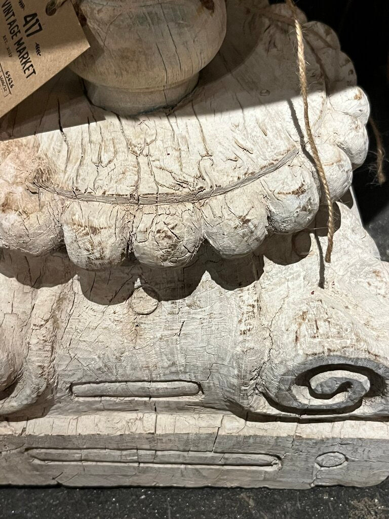 Gorgeous Old Carved Wood Pillar Base Table