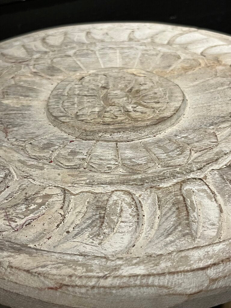 Gorgeous Old Carved Wood Pillar Base Table