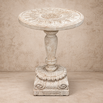 Gorgeous Old Carved Wood Pillar Base Table
