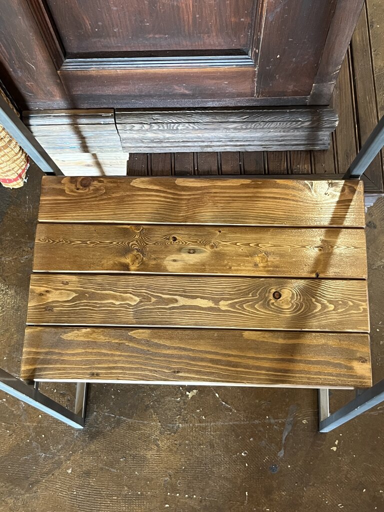 A-Frame Metal Rack with Lower Wood Shelf