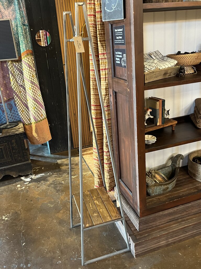 A-Frame Metal Rack with Lower Wood Shelf