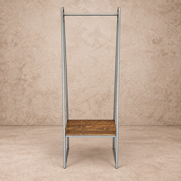 A-Frame Metal Rack with Lower Wood Shelf