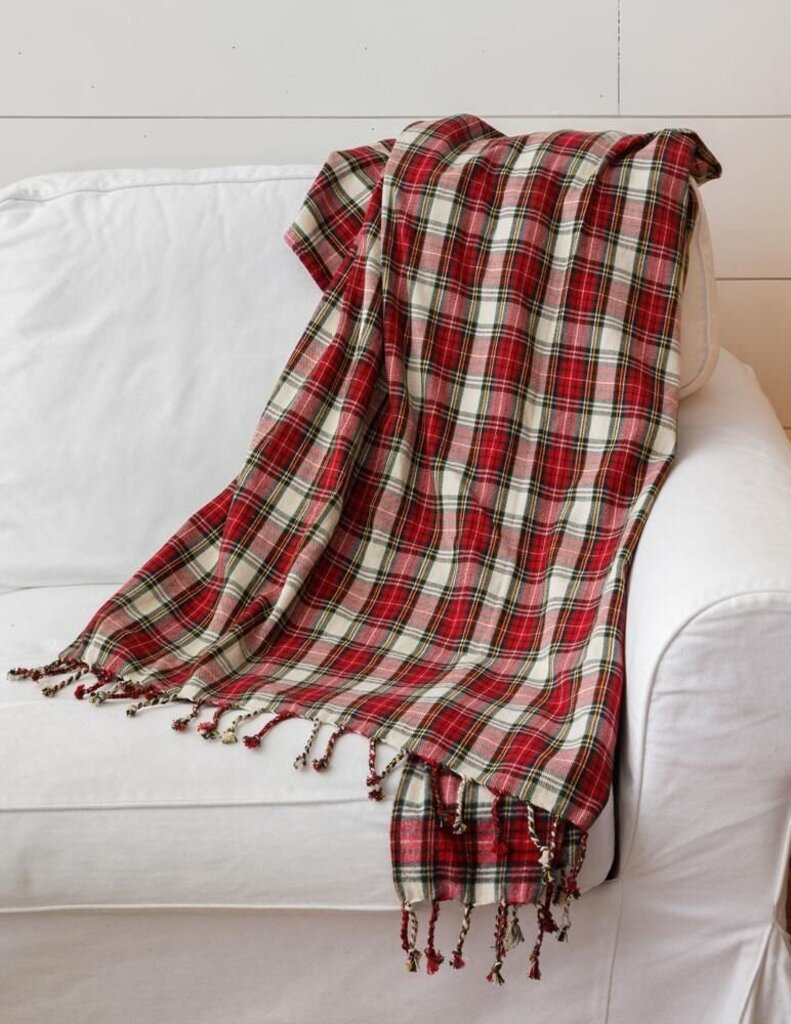 Beautiful Green + Red Tartan Throw