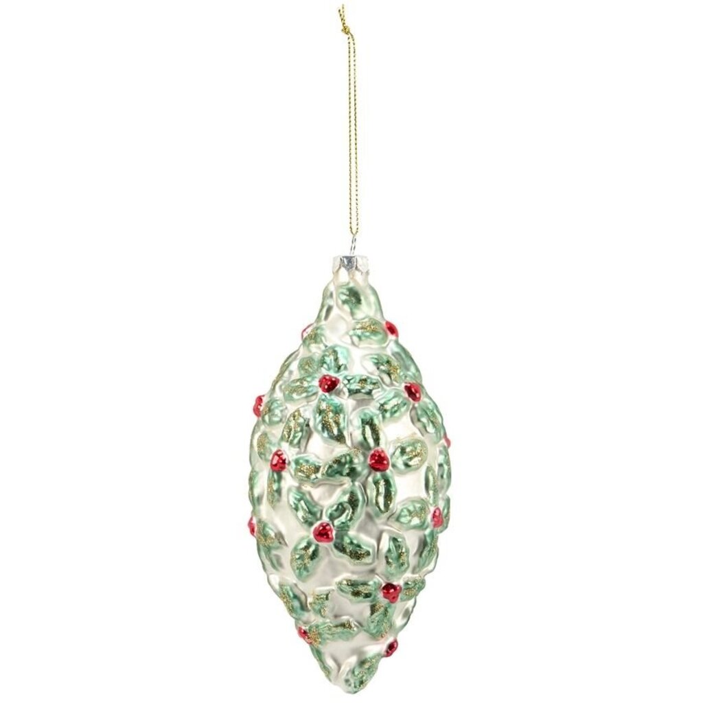 Holly Finial Glass Ornament