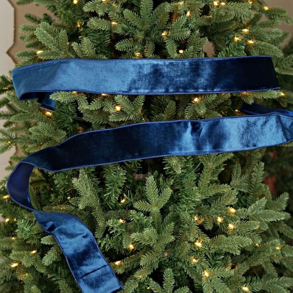 Wired Navy Blue Velvet Ribbon