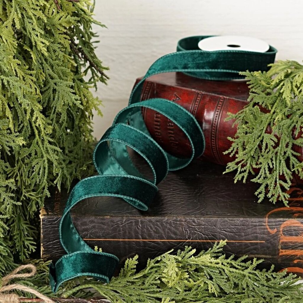 Wired Hunter Green Velvet Ribbon