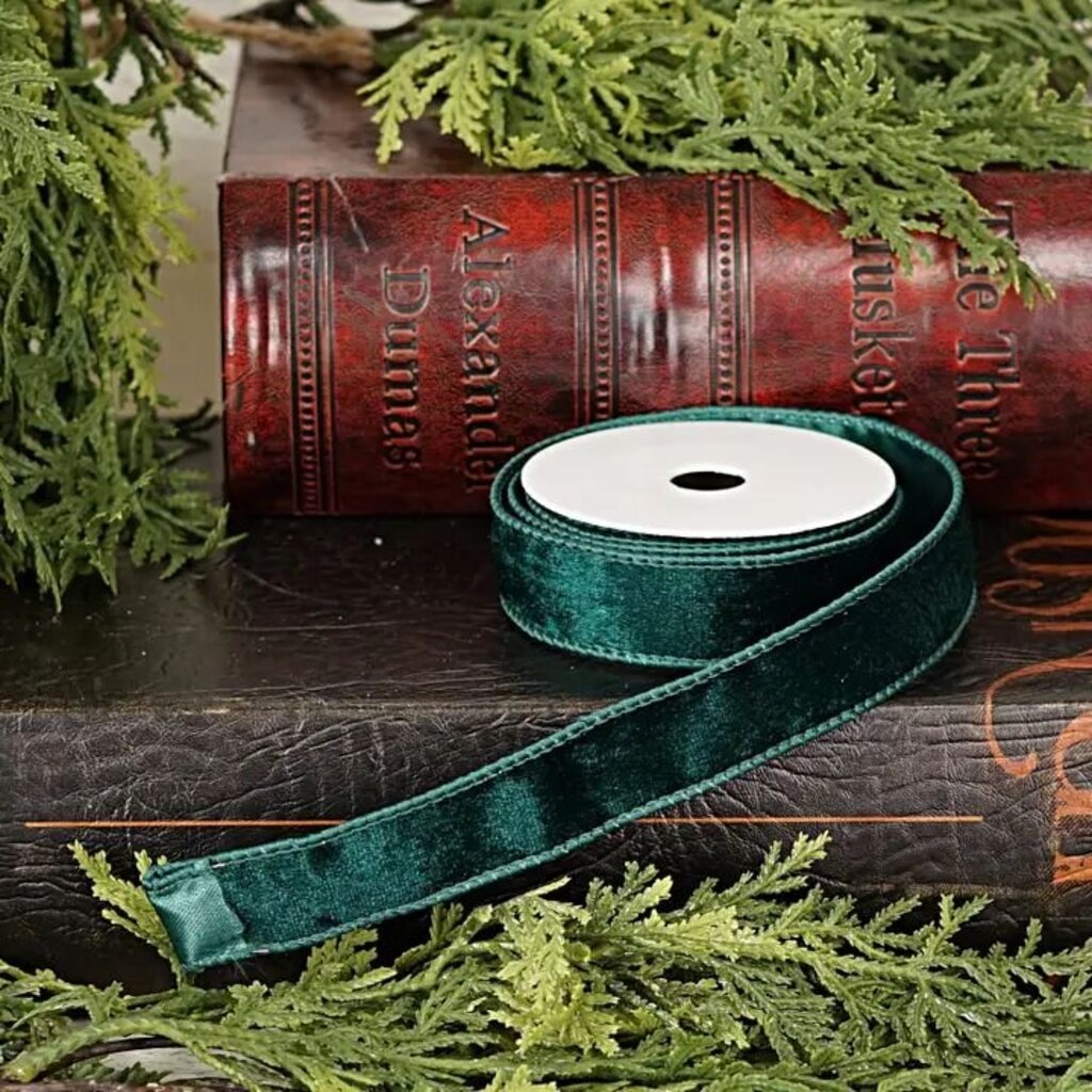 Wired Hunter Green Velvet Ribbon