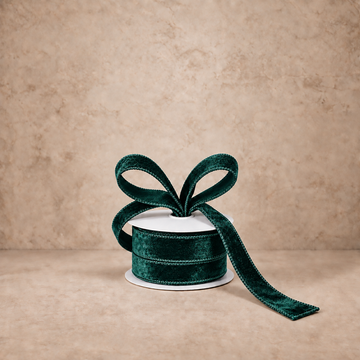 Wired Hunter Green Velvet Ribbon