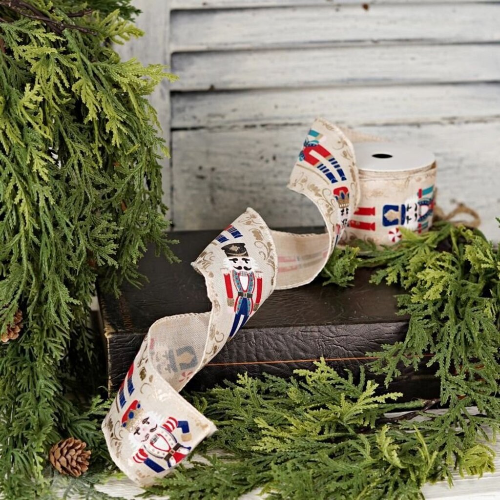 Burlap Wired Nutcracker Ribbon
