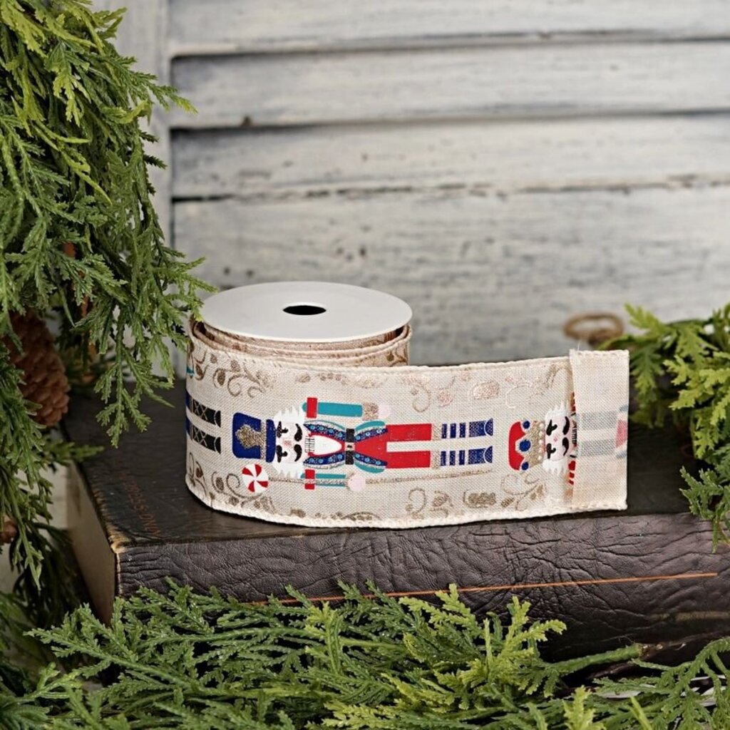 Burlap Wired Nutcracker Ribbon