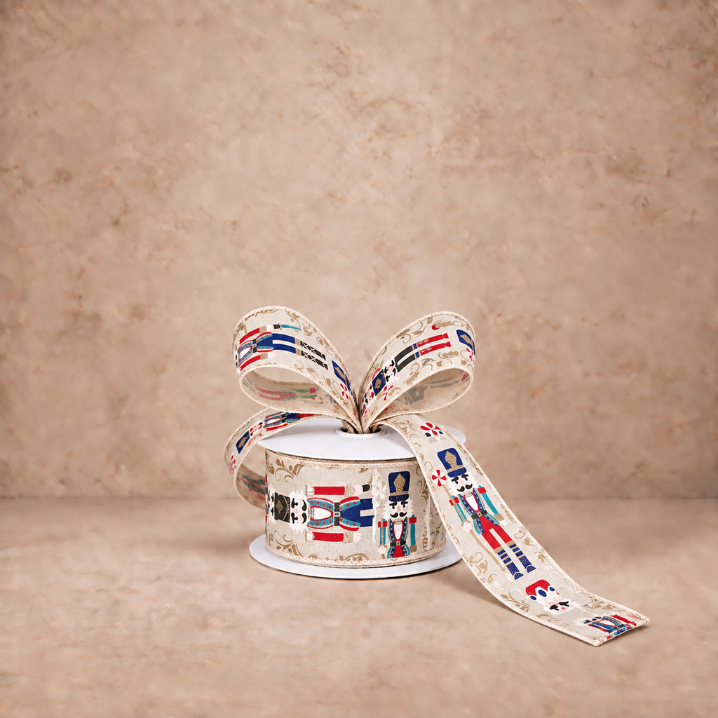 Burlap Wired Nutcracker Ribbon