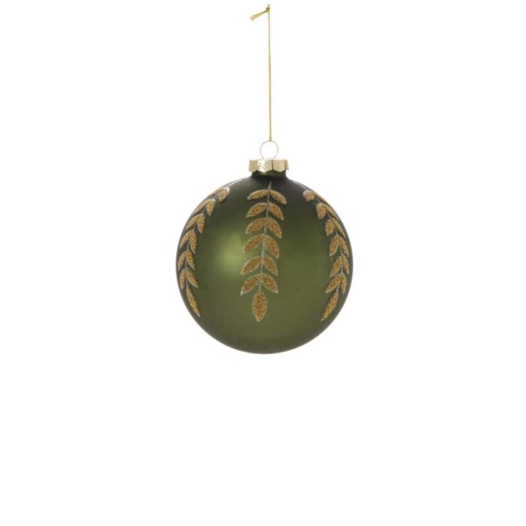 4" Green Beaded Leaf Ornamanet