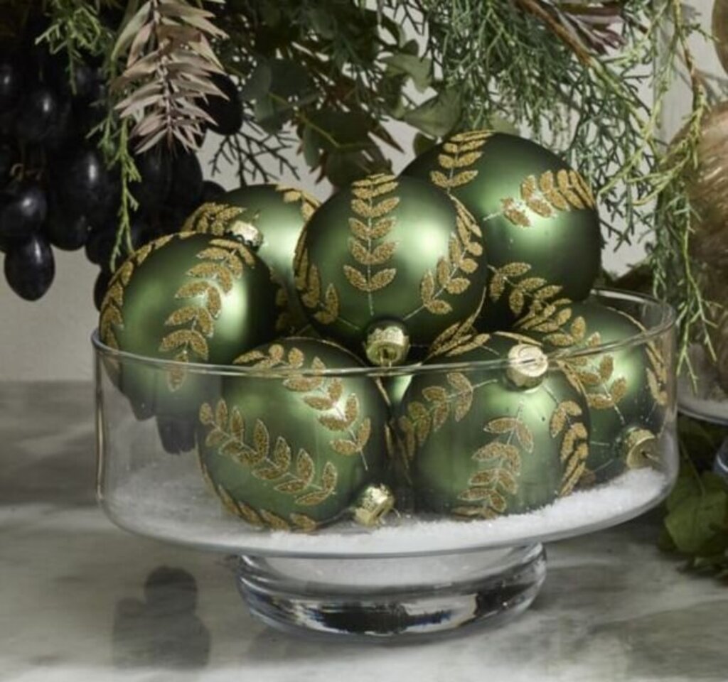 4" Green Beaded Leaf Ornamanet