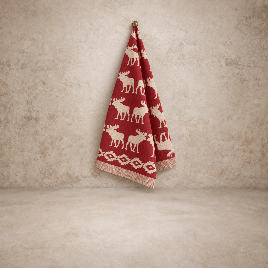 Moose Print Waffle Dishtowel